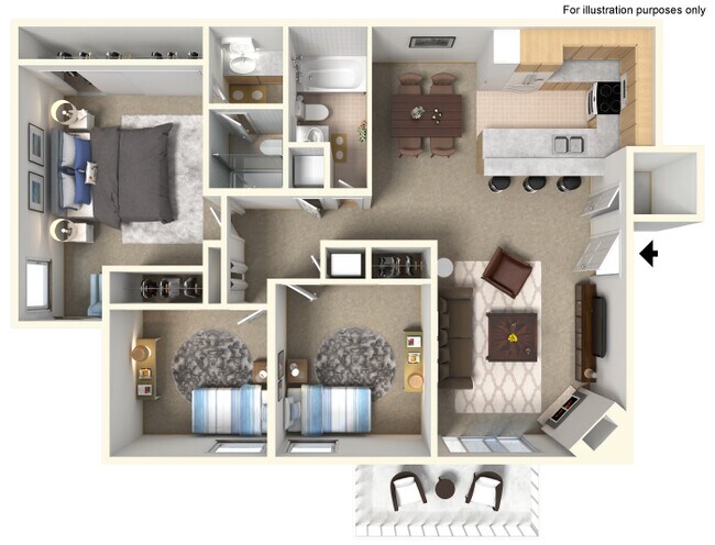 Two Bedroom One Bathroom floor plan
