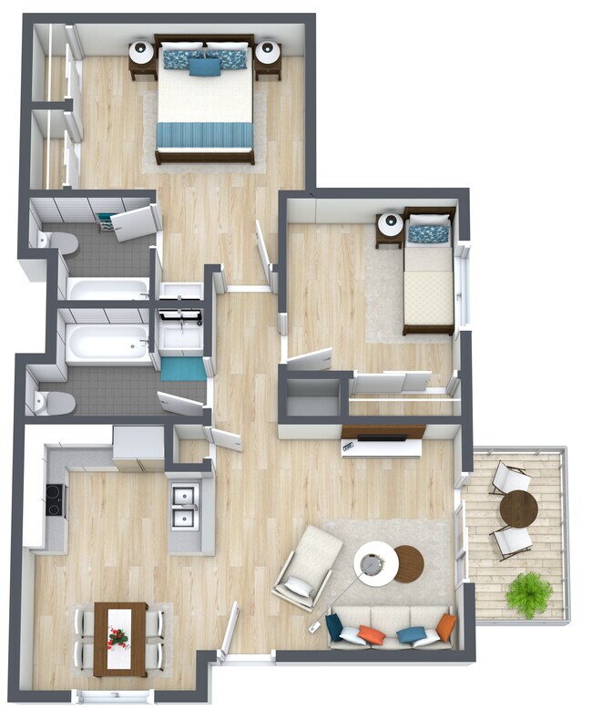 2 Bedroom 2 Bathroom floor plan