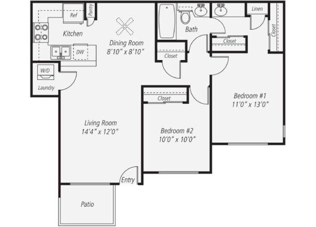 Two Bedroom One Bath Renovated 2147 floor plan