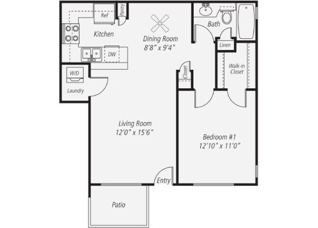 One Bedroom Renovated 2253 floor plan