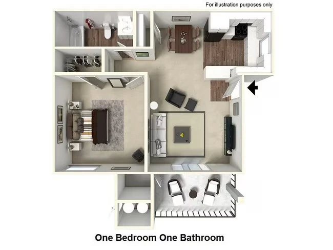 1 Bedroom 1 Bathroom floor plan