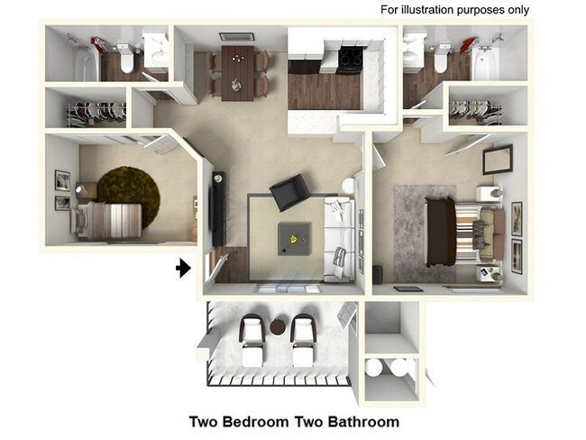 2 Bedroom 2 Bathroom floor plan