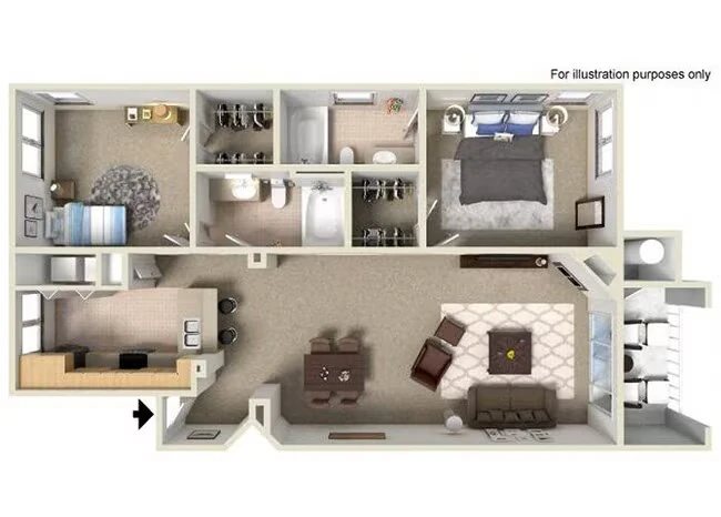 C 1,082 SF San Gabriel 2210 floor plan