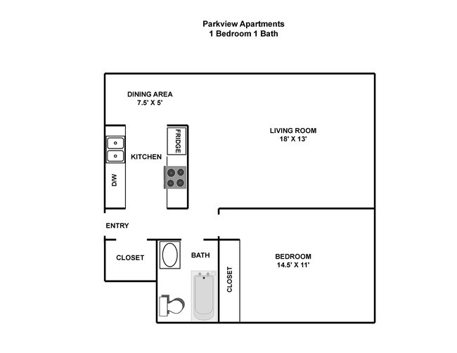 1 bedroom 209 floor plan