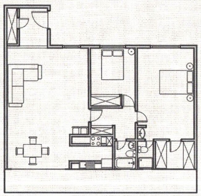 2 Bed 2 Bath floor plan