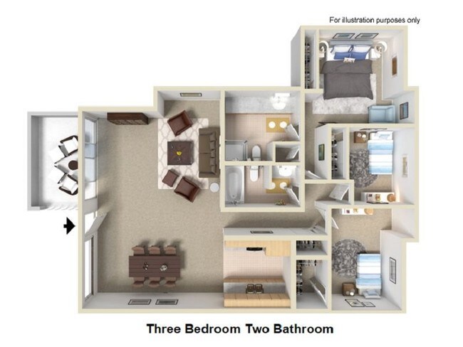 Three Bedroom Two Bathroom floor plan