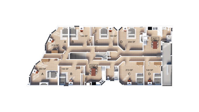 4 Bedroom | 1 Bath Private-Premium floor plan