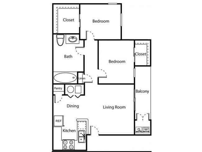 2-Bedroom 1-Bath Market C221 floor plan