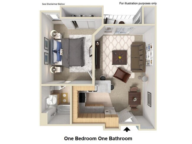 One Bedroom One Bathroom floor plan