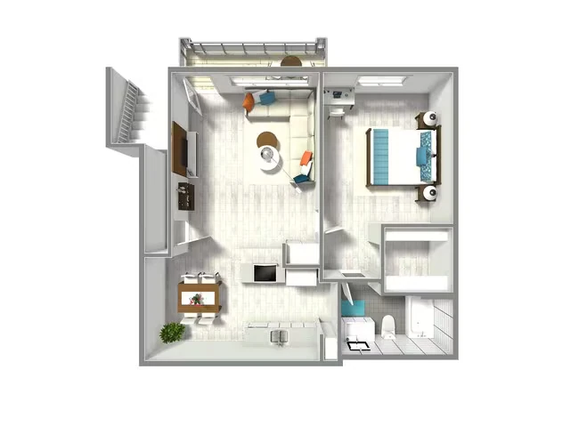 1Bed 1Bath 054 floor plan