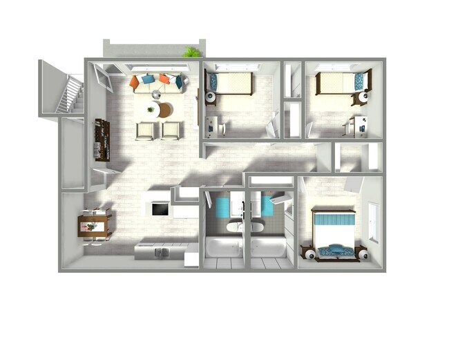3Bed 2Bath 156 floor plan