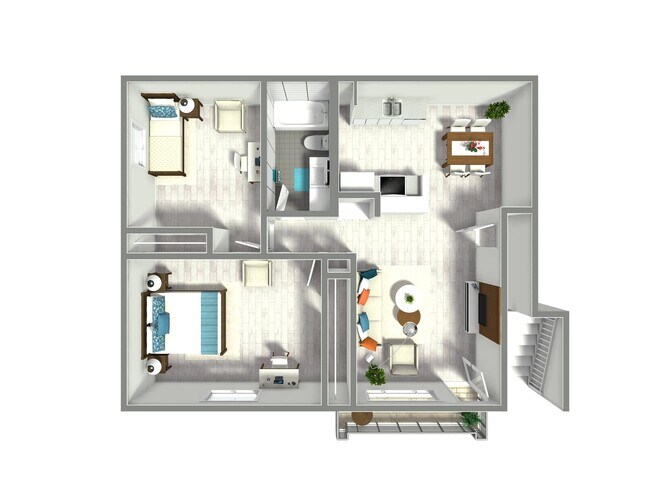 2Bed 1Bath 101 floor plan