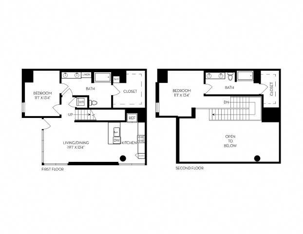 Vora Lux 1x1-WL1, 1522 SF 110 floor plan