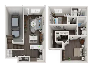 Three Bedroom Two and a Half Bathroom 1,258 Sq ... 0703 floor plan