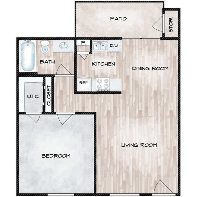 1 Bedroom G-04 floor plan
