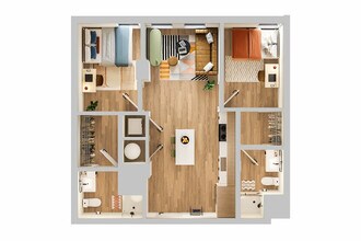2BR/2BA - C2 Standard Bathroom floor plan