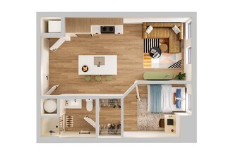 1BR/1BA - B1 Patio - Standard Bathroom floor plan