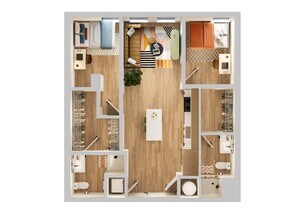 2BR/2BA - C4 Standard Bathroom floor plan