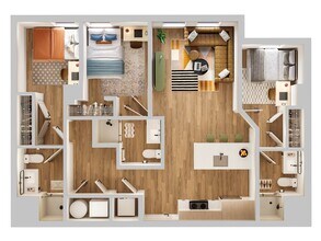 3BR/3BA - D1 Standard Bathroom floor plan
