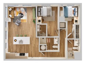 2BR/2BA - C5 VIP - Standard Bathroom floor plan