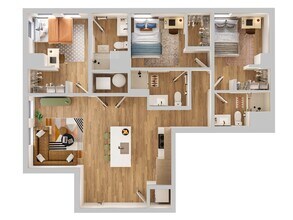 3BR/3BA - D2 Standard Bathroom floor plan