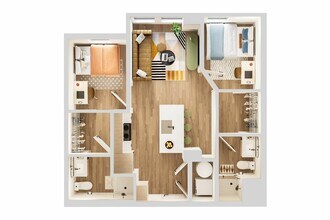 2BR/2BA - C1 Standard Bathroom floor plan
