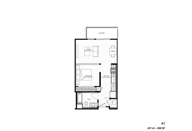 A1A1 Jr 1x1 132 floor plan