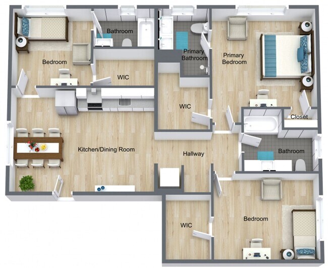3 Bed / 3 Bath - D 110 floor plan