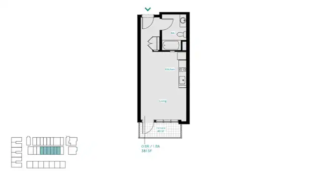 Studio Traditional Unit 717 floor plan
