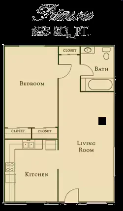 1 Bed, 1 Bath Model floor plan