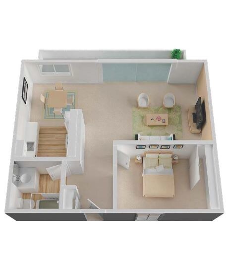 Large One Bedroom 2043 floor plan