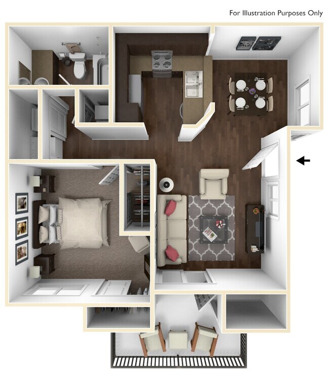 1 Bed 1 Bath 023 floor plan