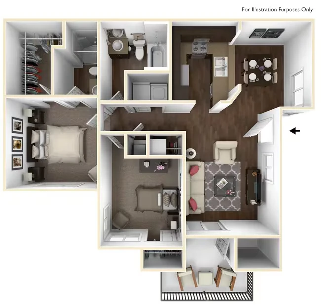 2 Bed 2 Bath 283 floor plan