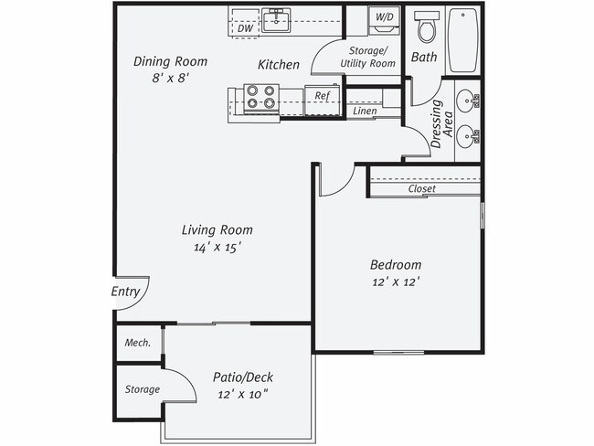 1 Bed • 1 Bath 00H-251 floor plan