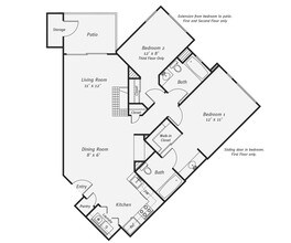 2 Beds • 2 Bath 001-2020 floor plan