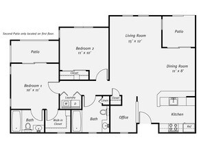 2 Beds • 2 Bath 004-1090 floor plan