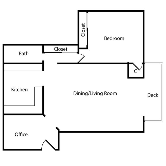 1 Bed, 1 Bath M floor plan