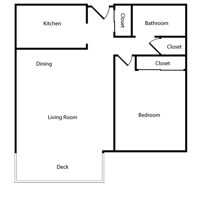 1 Bed, 1 Bath B floor plan