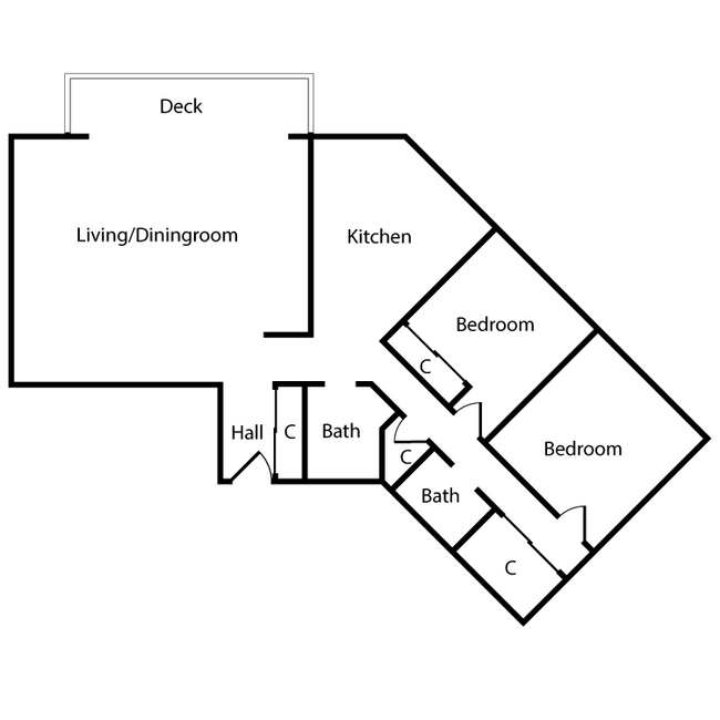 2 Bed, 2 Bath P floor plan