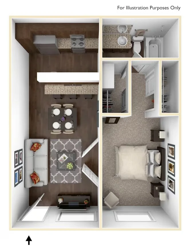1X1 MRK 134 floor plan