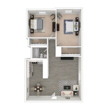 2 Bed/1 Bath 6345-05 floor plan