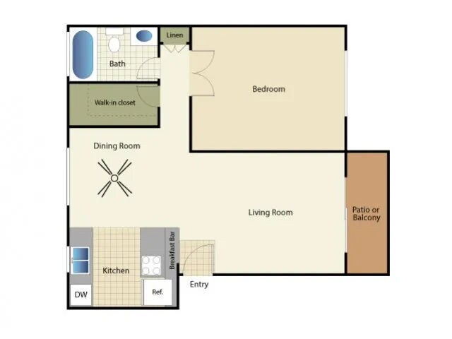 1x1 floor plan