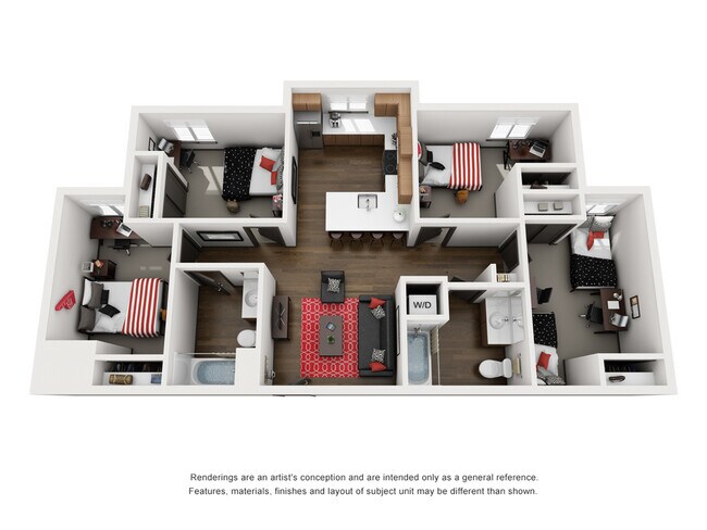4BR/2BA - Ellipse - AR Shared floor plan