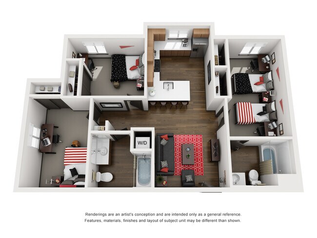 3BR/2BA - Orbit - D Shared floor plan