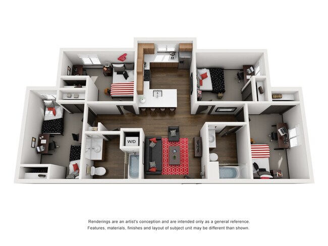 4BR/2BA - Curve - B Shared floor plan