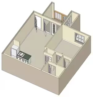 1 Bed, 1 Bath Model floor plan