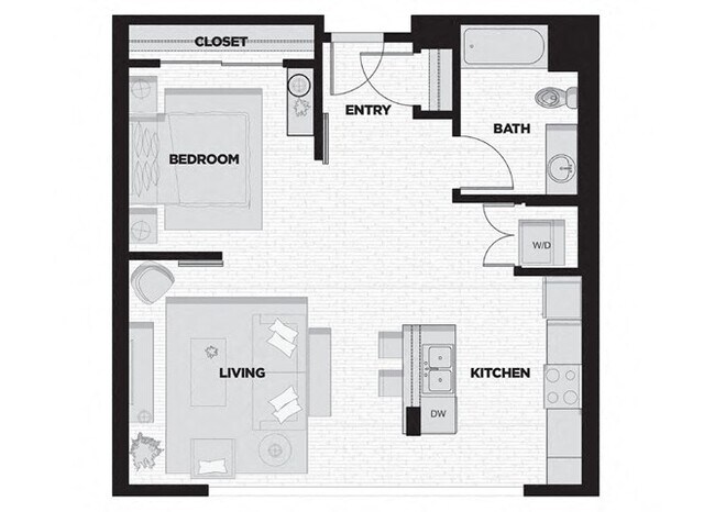 1 Bed - 1 Bath M1 213 floor plan
