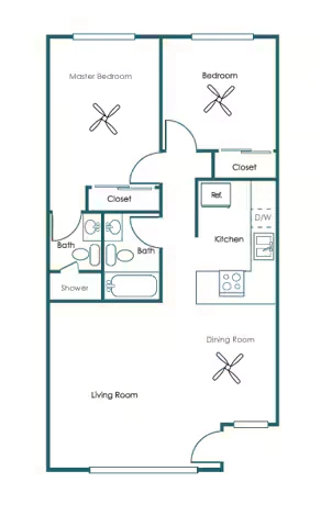 Two Bedrooms - Two Bath 22B floor plan