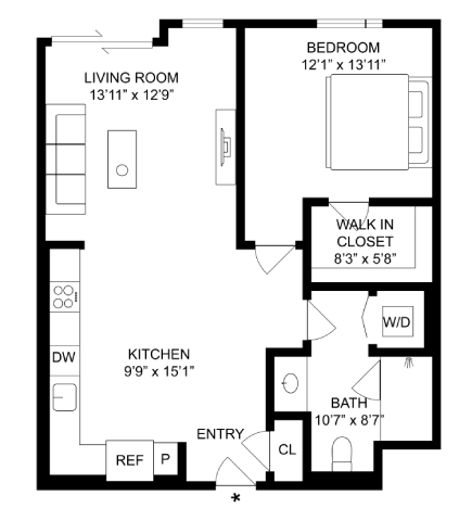 1-B 411 floor plan