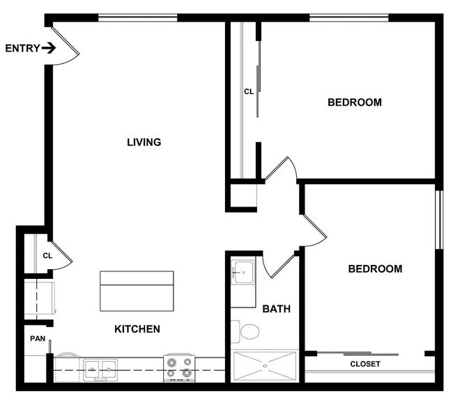 2/1 R - 900 sq/ft floor plan